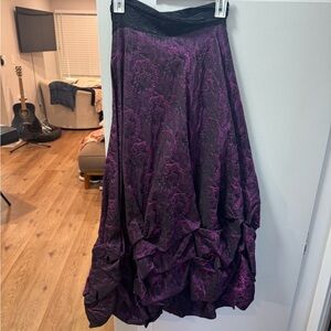Purple Floral Jacquard Balloon Hem Skirt